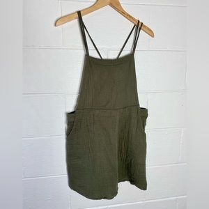 Green Overall Mini Dress with pockets